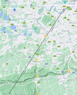 558kHz path profile from Lots Road through the North Downs